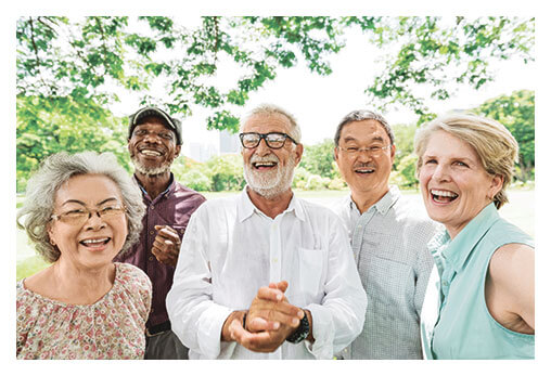 Elderly people happy after getting help and winning their disability cases