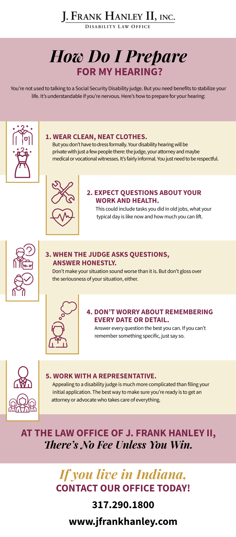 An infographic on how to prepare for a disability hearing.