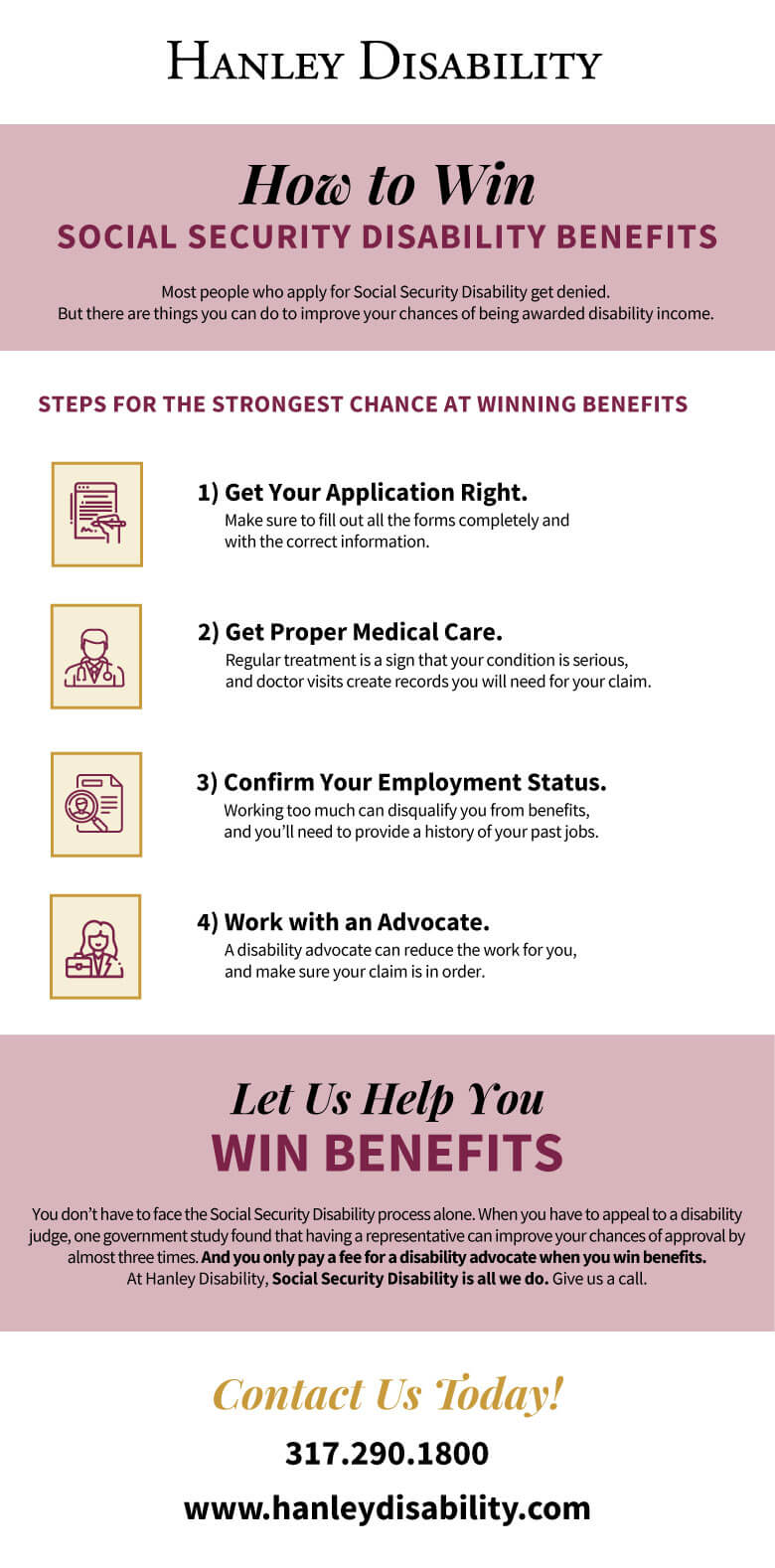 An infographic on how to win disability benefits.
